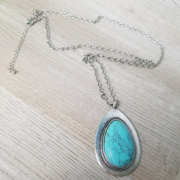 Large boho turquoise necklace - Picture 1 of 10
